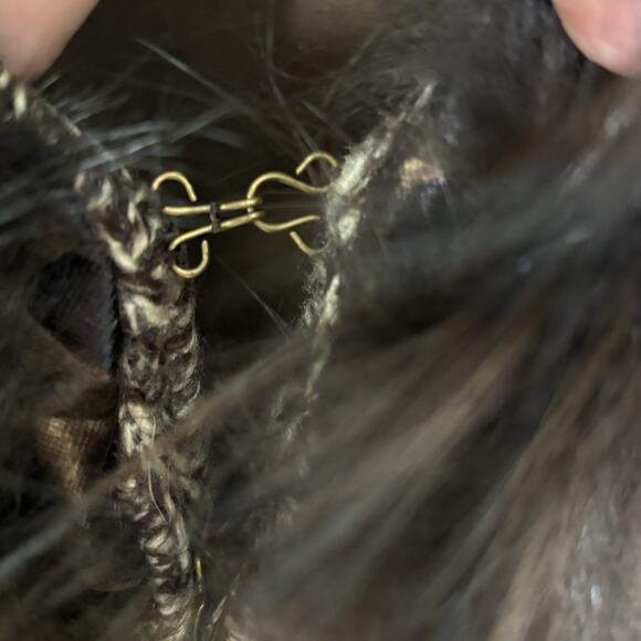 Y2K Size M Fairy Grunge Ruffled Cardigan Racoon Fur Trim Whimsigoth Brown - Picture 8 of 10